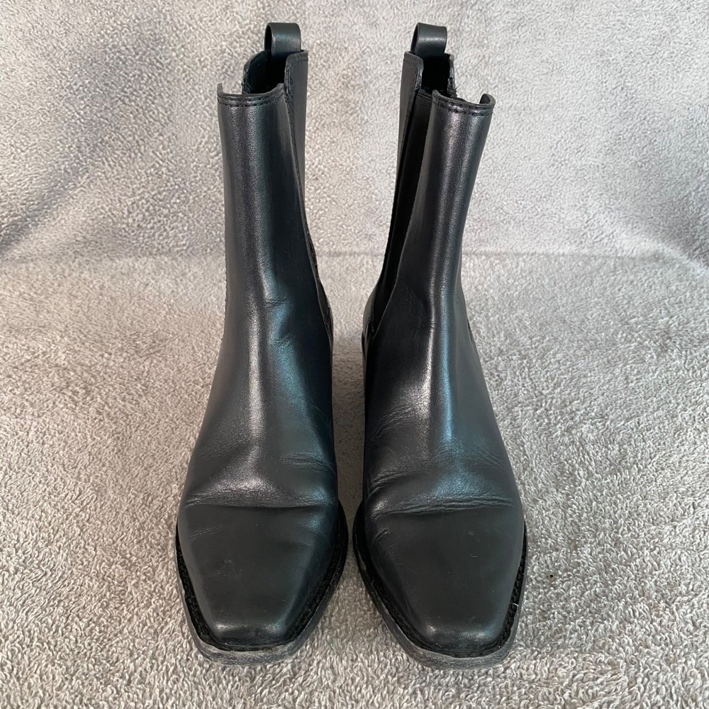 Tory Burch Womens Sierra Black Leather Chelsea Boots Size 6 Quiet Luxury Square